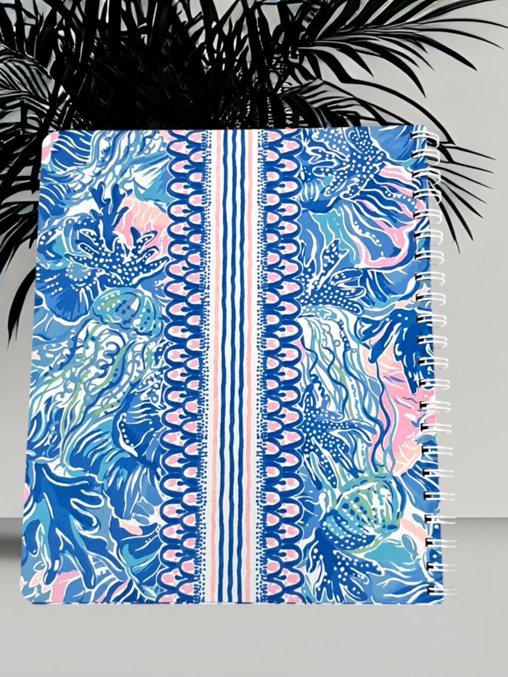 Lilly Pulitzer Large Pink/Blue Hardcover Spiral Notebook, 11" x 9.5" with 160...